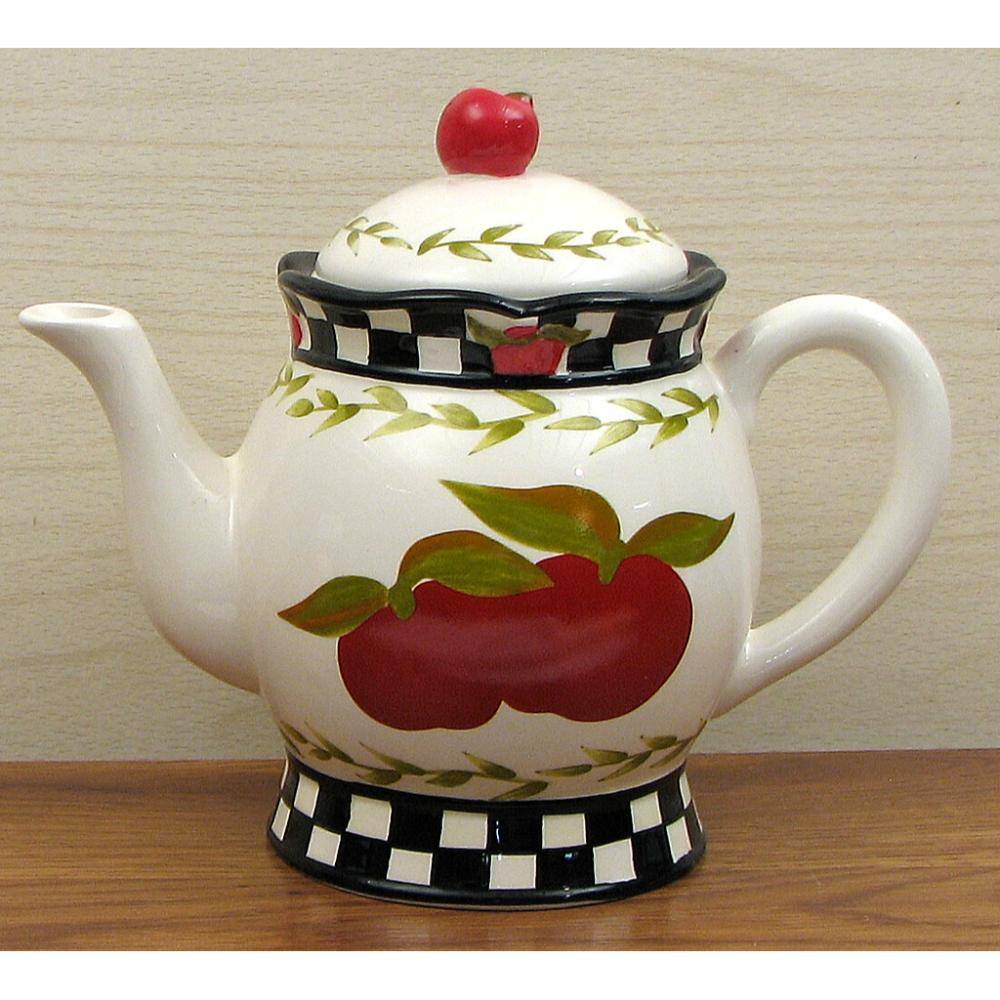 Front. BreeBe - Ceramic Apple Teapot - Multicolor.