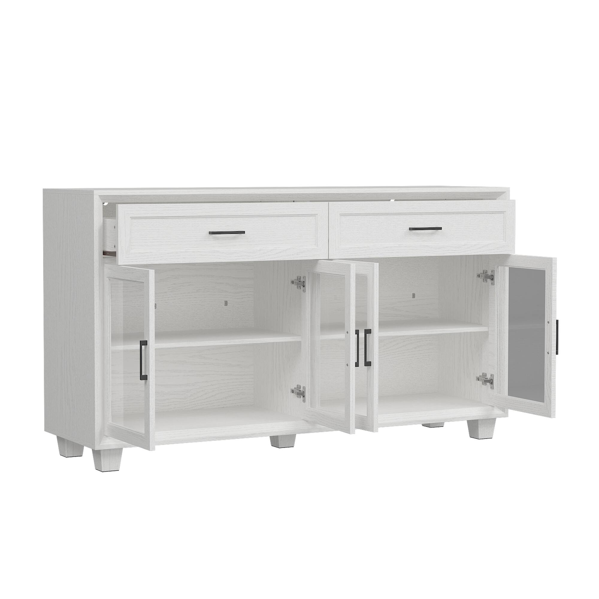 Left. Famapy - Famapy Wood - Grain Glass - Door Storage & Display Cabinet: Elevate Your Home Aesthetic - White.