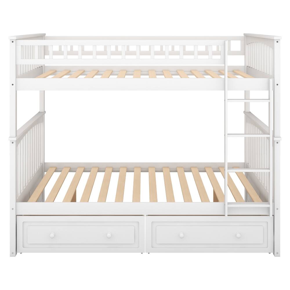 Alt View 10. Loheer - Loheer Full Over Full Bunk Bed with Drawers White Convertible Solid Wood - White.