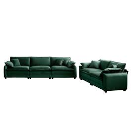 LOVMOR - Family sofa set Deep Seat Sofa Warm Sofa for Home Cinema and Living Room One 2Seater Sofa and One 3Seater SofaGreen - Green
