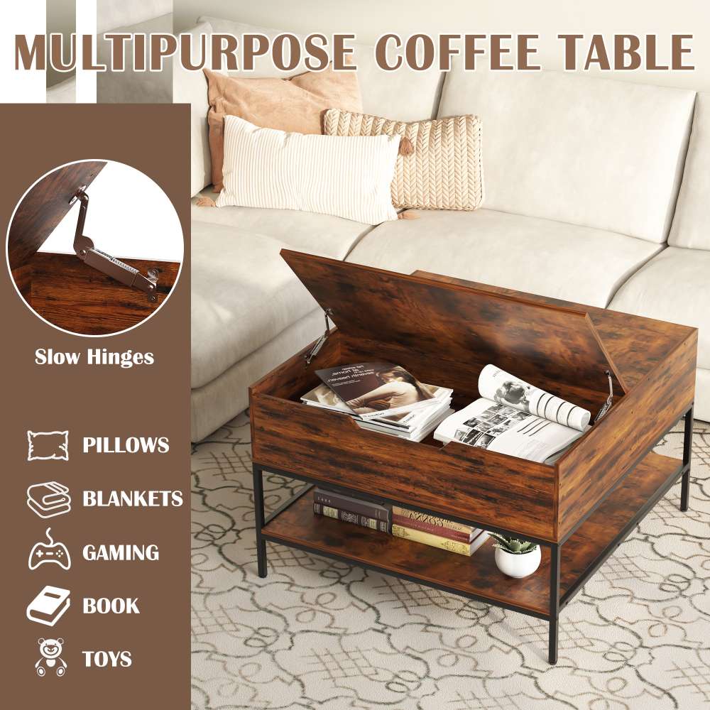 MULTIPURPOSE COFFEE TABLE

- Slow Hinges
- PILLOWS
- BLANKETS
- GAMING
- BOOK
- TOYS