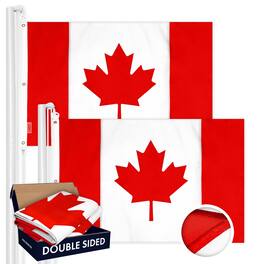 G128 - 2 Pack Canada Flag 5 x 8 ft Double-Sided Embroidered 210D Polyester - Red and White