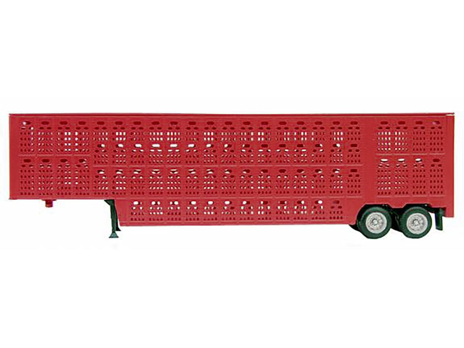 Angle. Promotex - Livestock Trailer Red 1/87 (HO) Plastic Model by Promotex - Red.
