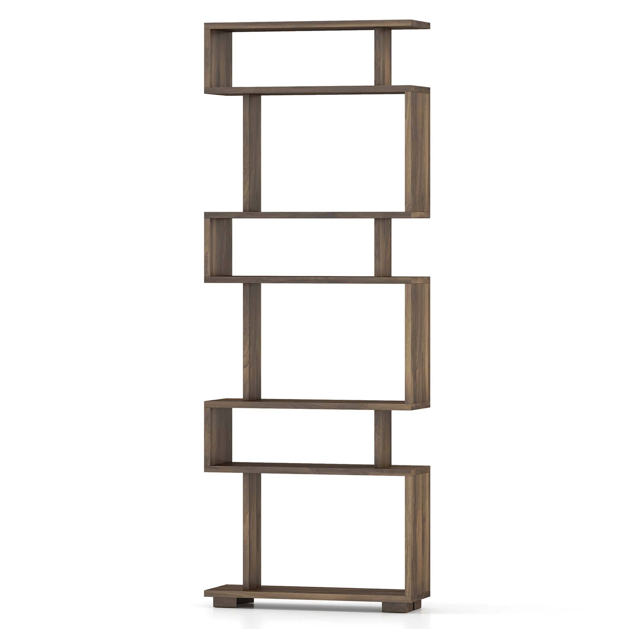 Alt View 9. Costway - Costway 1 PCS Bookcase 6-Tier Bookshelf with Anti-Tipping Kit Freestanding Display Shelf Brown - Walnut.