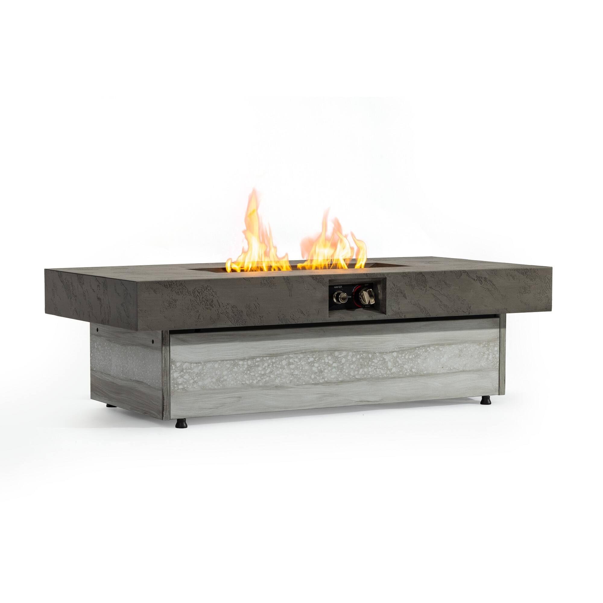 Alt View 4. Aukfa - Outdoor Firepit Table - 48x24 Inch Rectangle, 50000 BTU Propane Fire Pit with Two Height Options.