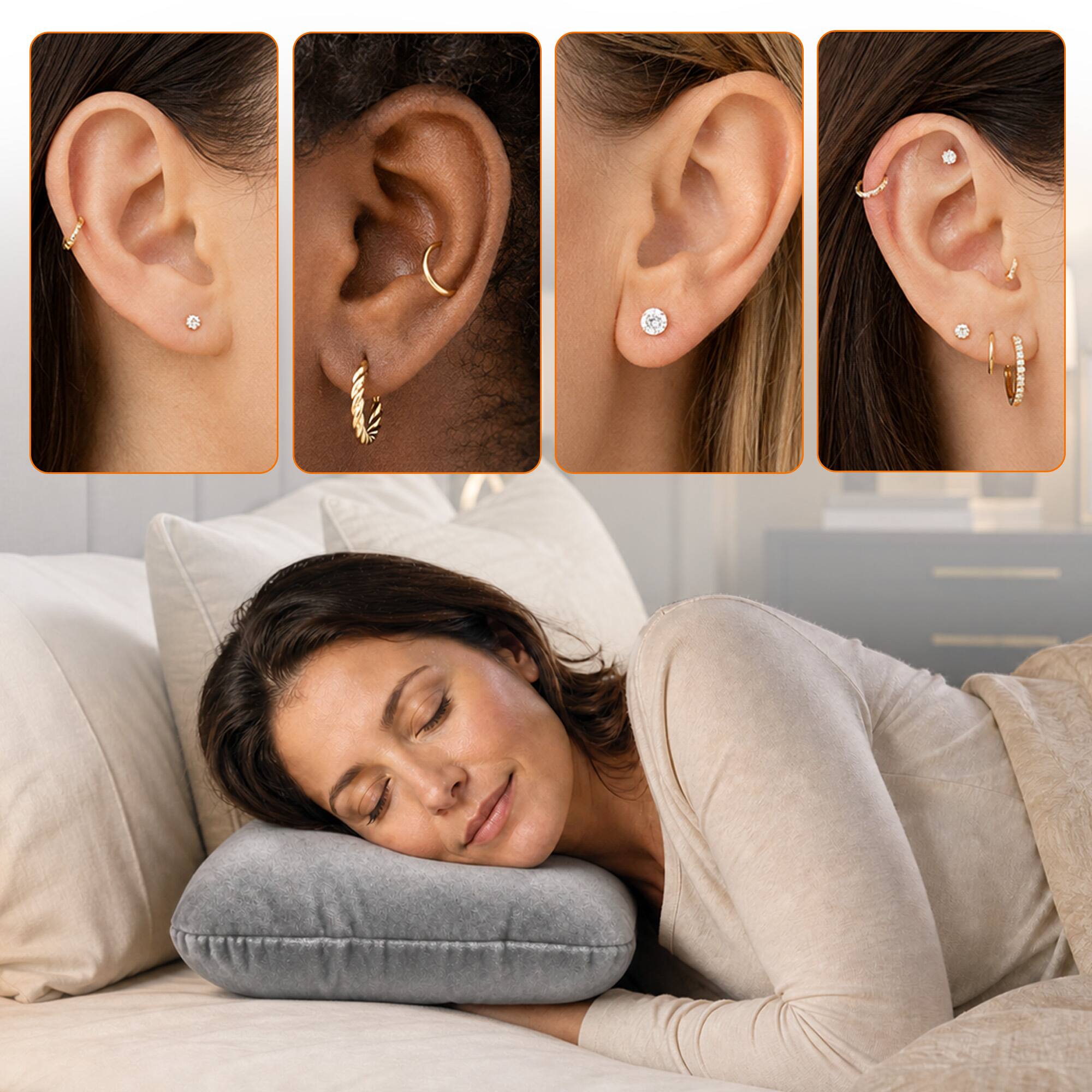Alt View 2. Cheer Collection - Ear Pillow for Side Sleepers with 3.5-Inch Center Opening, Adjustable Fill, 17.3 x 12.6 in - Gray - Gray.