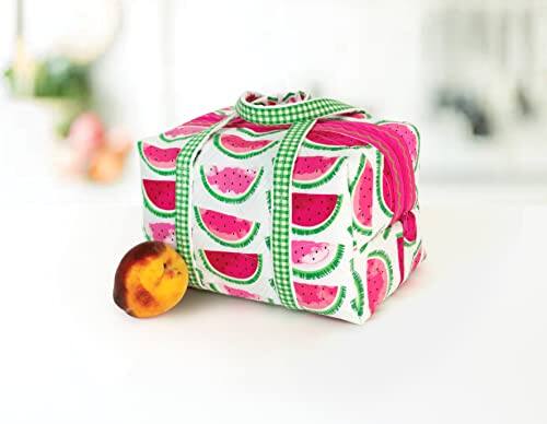 Left. AccuQuilt - June Tailor Lunchbox Tote Sewing Kit, Pink Zipper - Pink.