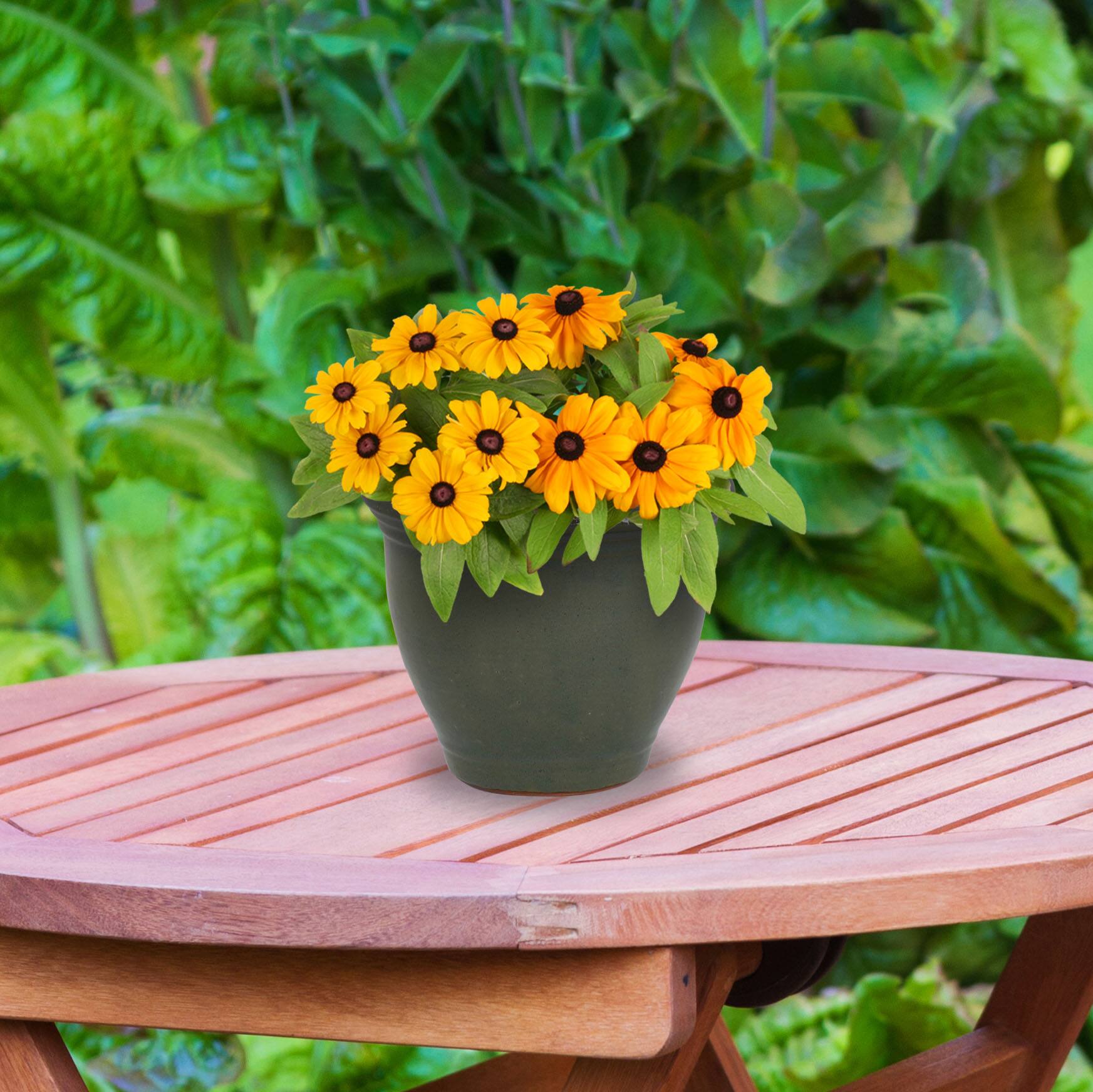 Alt View 8. Sunnydaze - 9 in Studio Glazed Ceramic Planter - Set of 2 - Gray.