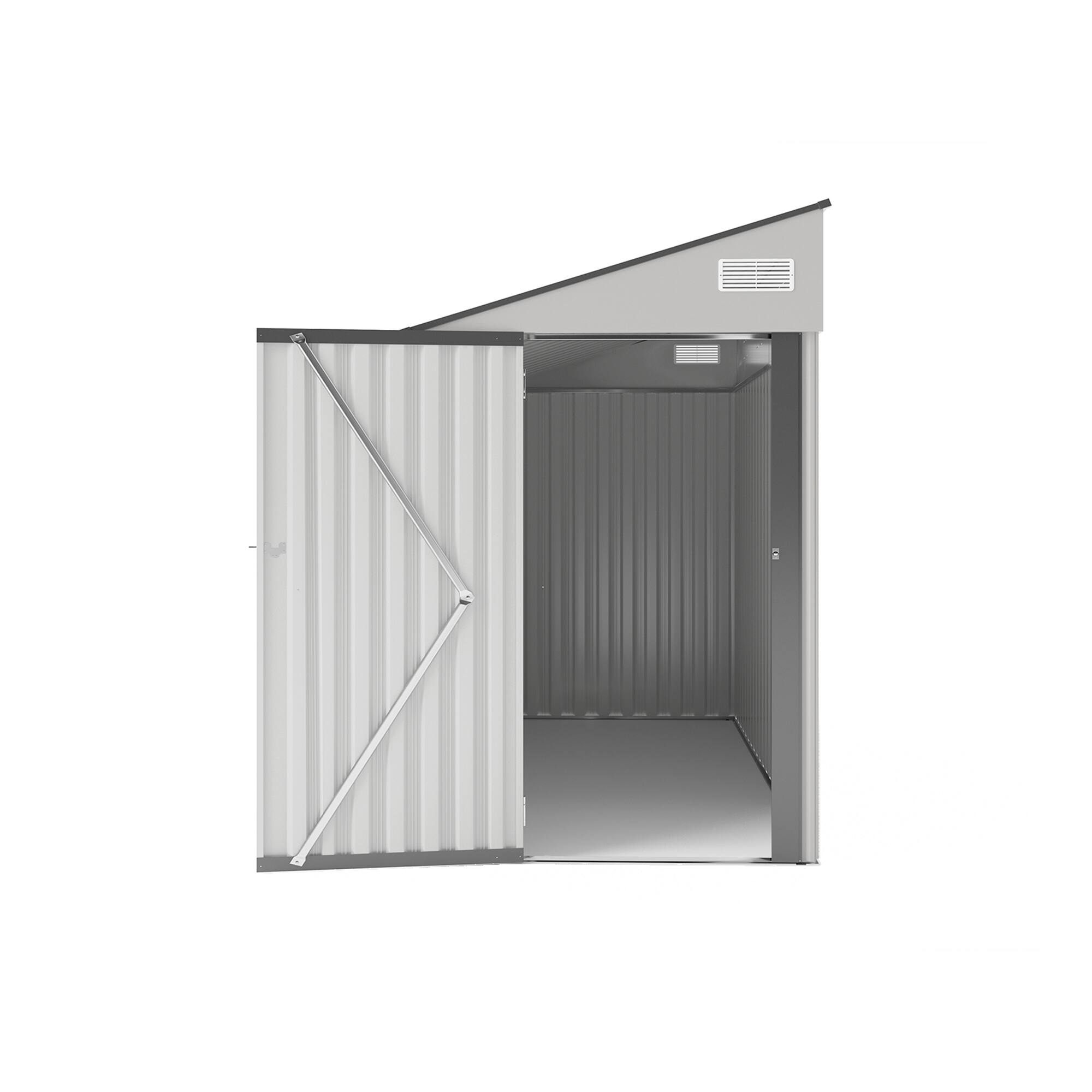 Alt View 8. Loheer - Loheer 4x8 Metal Storage Shed White Backyard Garden Tool Shed Single Door Waterproof Outdoor Shed.