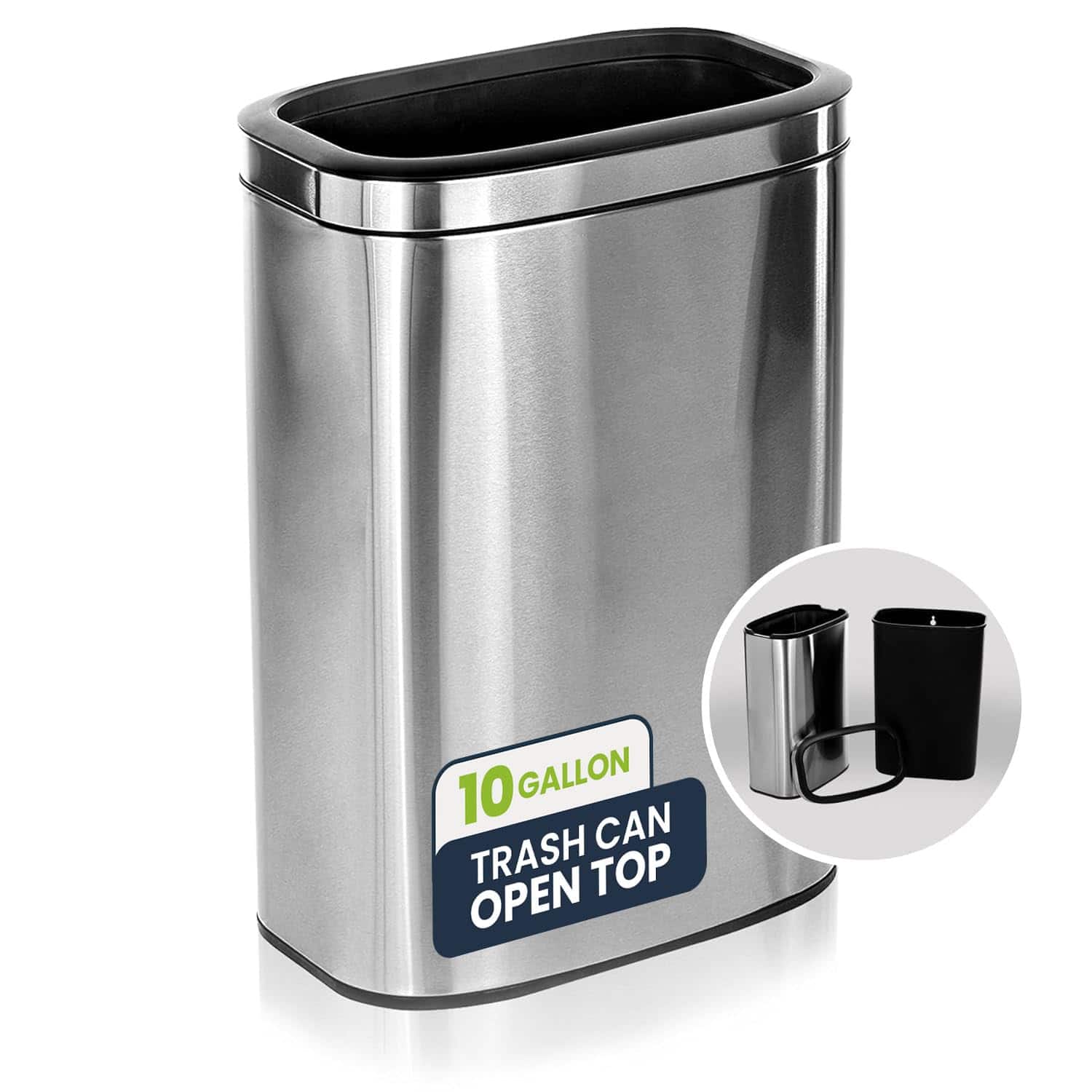 Alpine Industries - 10.5 Gallon Kitchen Indoor Trash Can - Stainless Steel