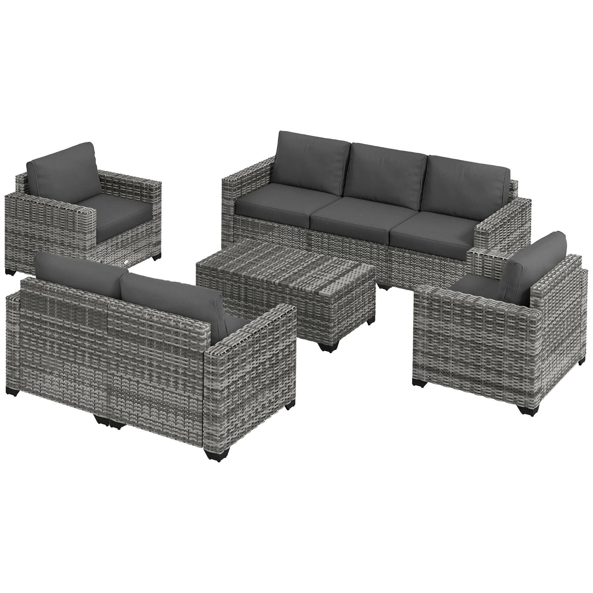 Resenkos - 5 Pieces Patio Sectional Furniture Set, Outdoor Sectional Furniture, PE Rattan - Gray