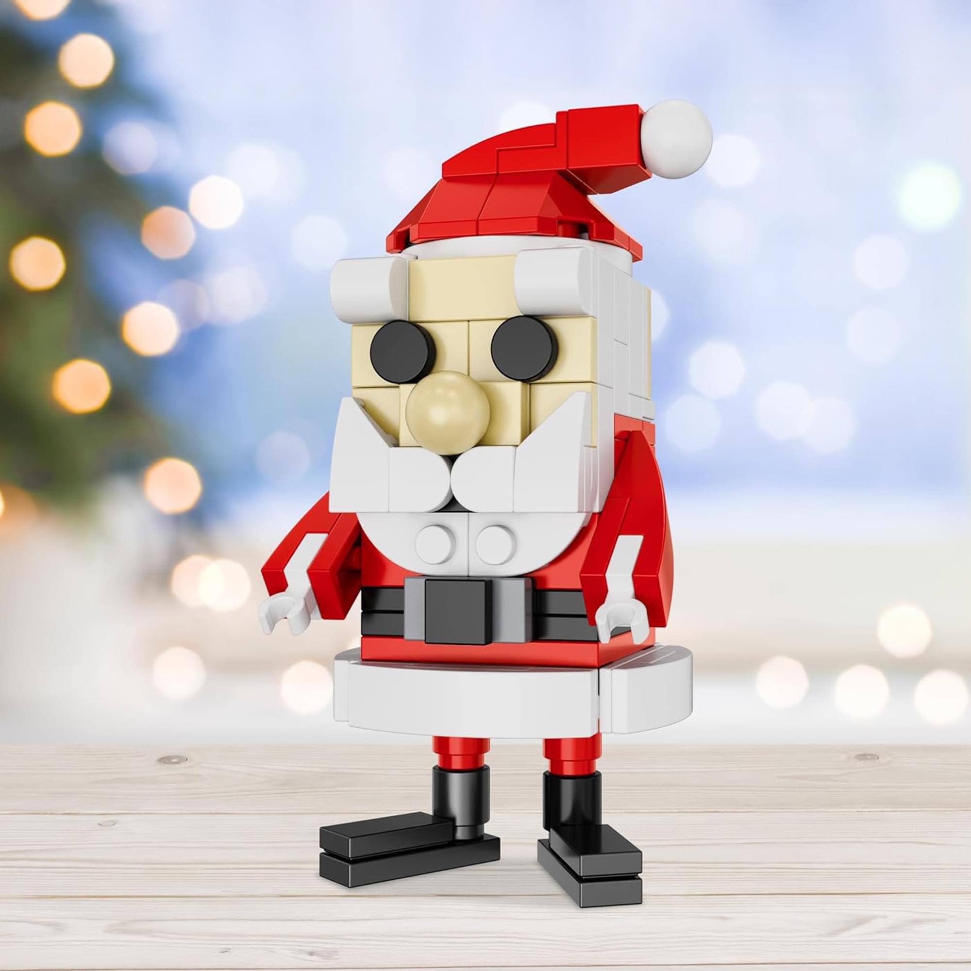 Alt View 4. Brickcraft - Rudolph The Red-Nosed Reindeer Santa Figure 93-Piece Brickcraft Building Set - Red.