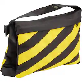 Lectronify - 15 lb Filled Caution Stripe Saddle Sandbag, Cordura Nylon Water-Resistant Counterweight with Double Zipper and Handles - Black
