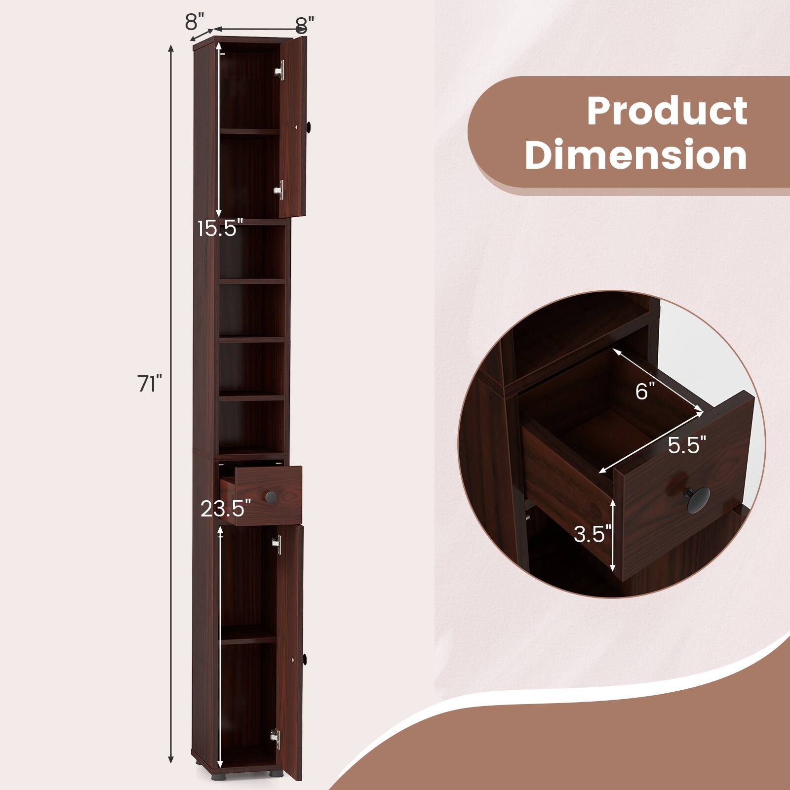 8" x 8" x 15.5" x 71" x 6" x 5.5" x 23.5" x 3.5"