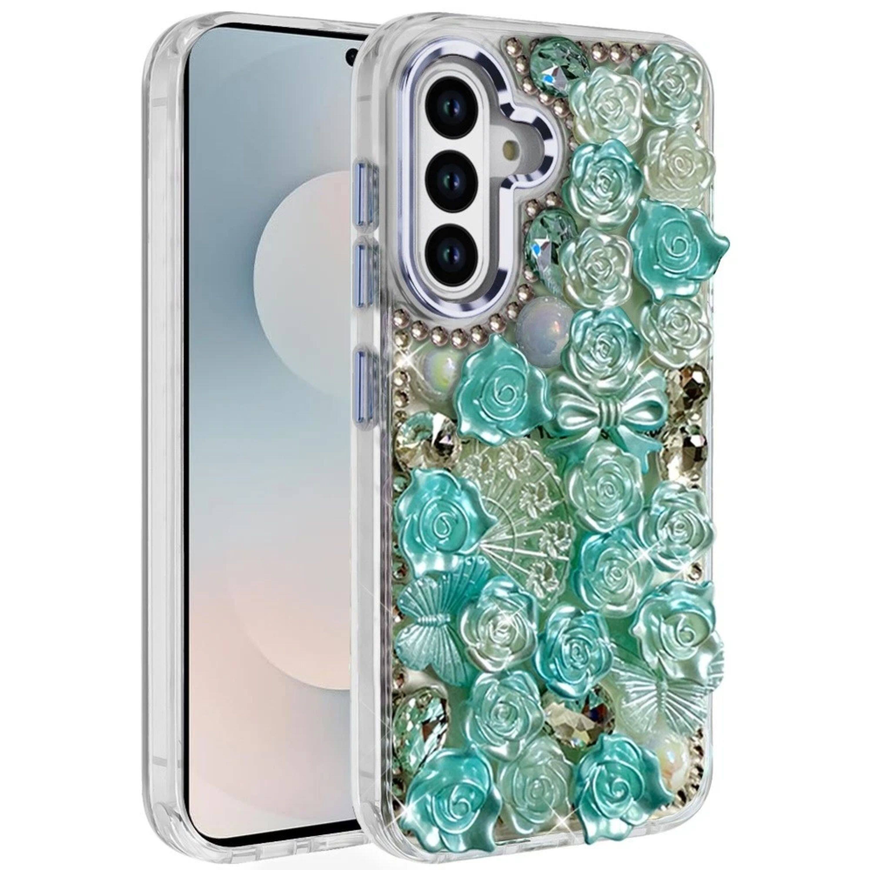 Kitcheniva - Roses Arrangement 3D Bling Cover Plus Tempered Glass For Samsung S26 - Blue price history on PriceWatchPro