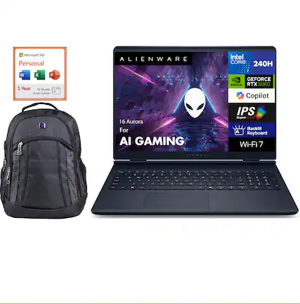 Microsoft 365 Personal 1 Year 12 Month Subscription
ALIENWARE 16 Aurora For AI GAMING
Intel Core i7 240H
NVIDIA GeForce RTX 5060
Copilot
IPS Super OLED
Backlit Keyboard
Wi-Fi 7
Alienware