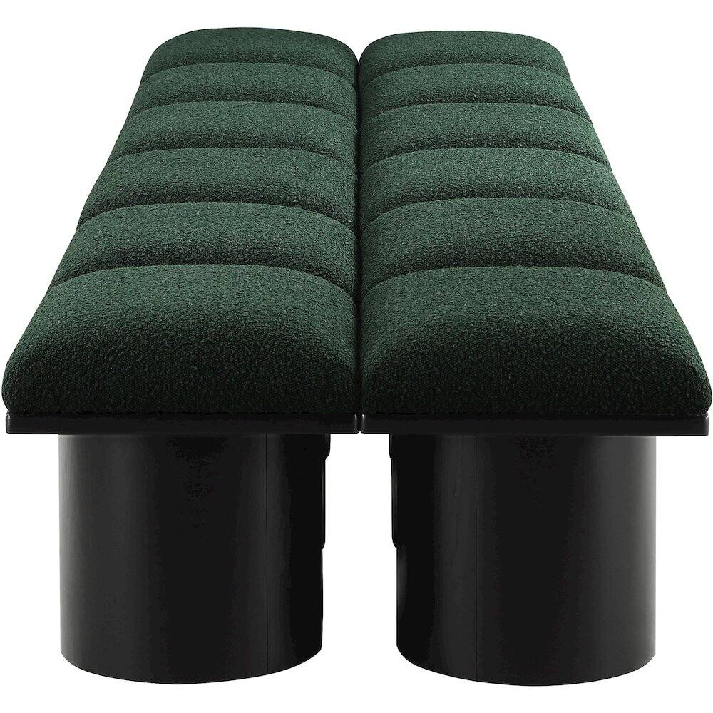 Left. Meridian Furniture - Pavilion Green Boucle Fabric Bench - Green Boucle Fabric.