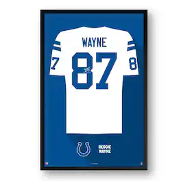 Sporticulture - Reggie Wayne Indianapolis Colts Framed 14" x 20" Retired Jersey Art Print - Multicolor