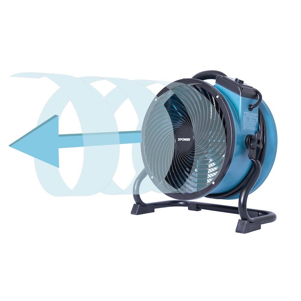 Angle. XPOWER - 1/4 HP 2100 CFM Variable Speed Sealed Motor Ventilation Axial Air Mover - Blue - Blue.