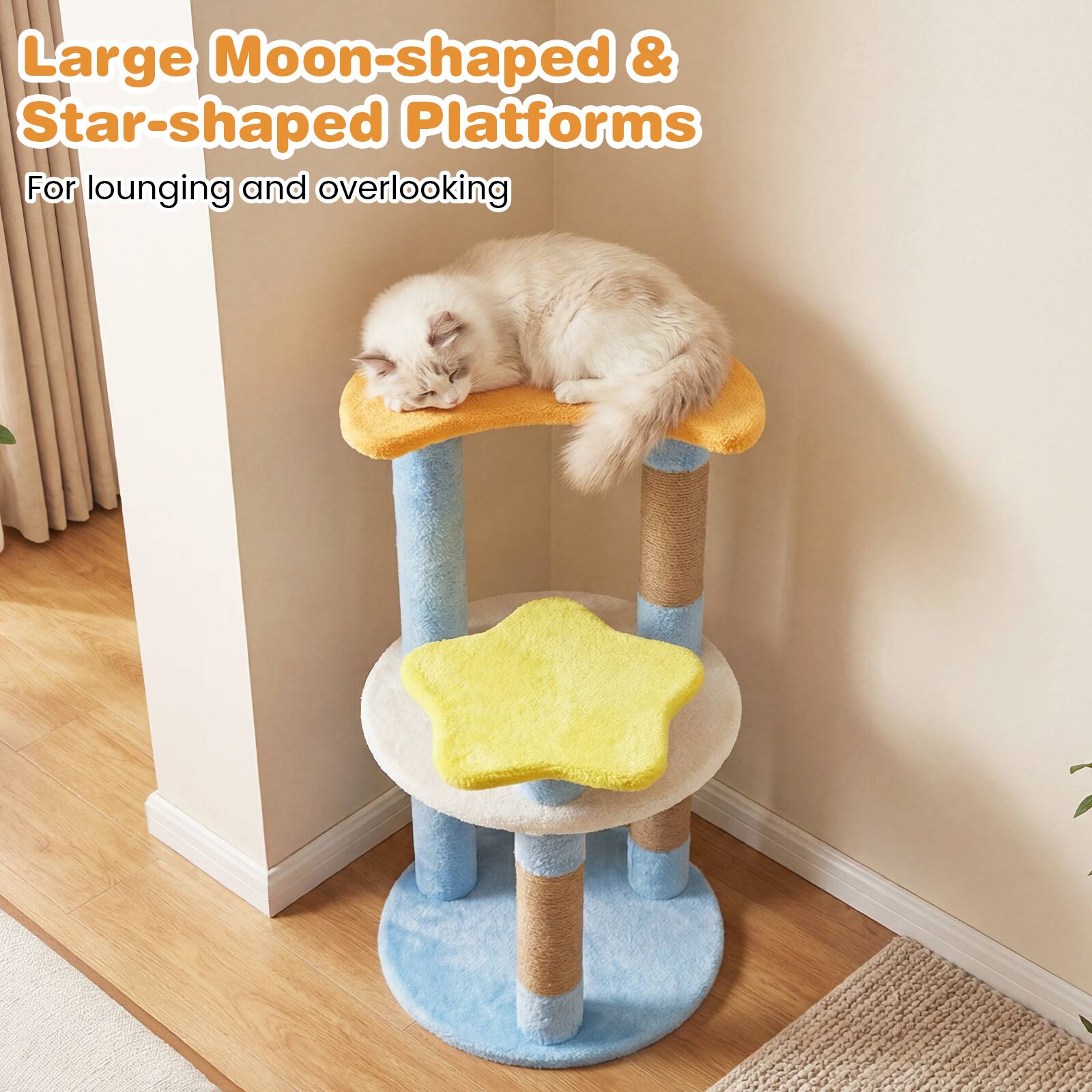 Large Moon-shaped & Star-shaped Platforms  
For lounging and overlooking