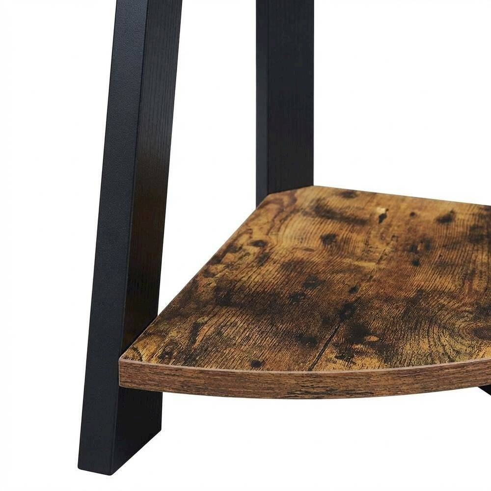 Left. FurniFact - Contemporary Barnwood - Black 5-Tier Corner Bookshelf with Particle Board Design - Barnwood.