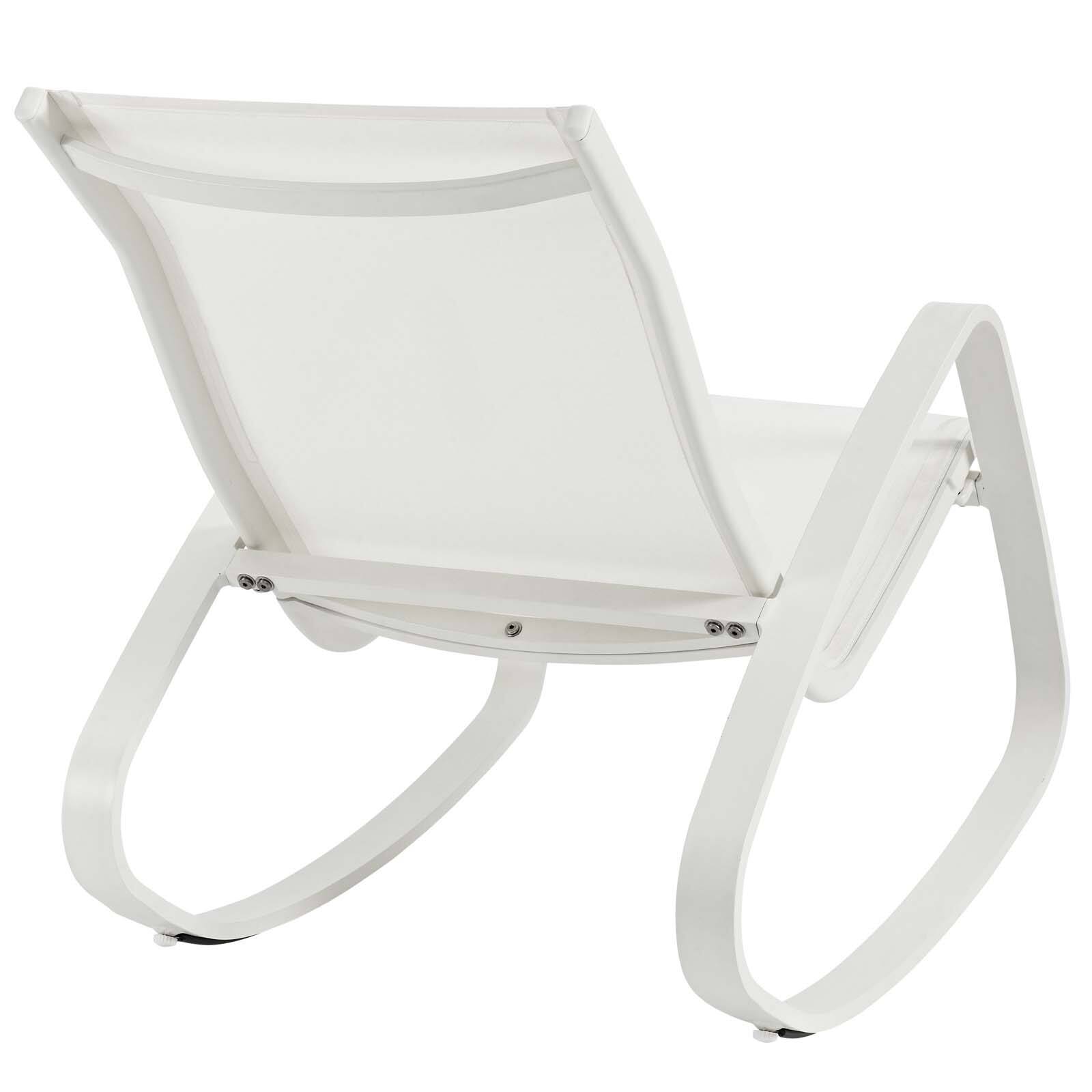 Alt View 1. Modway - Traveler Rocking Outdoor Patio Mesh Sling Lounge Chair by Modway - White White.
