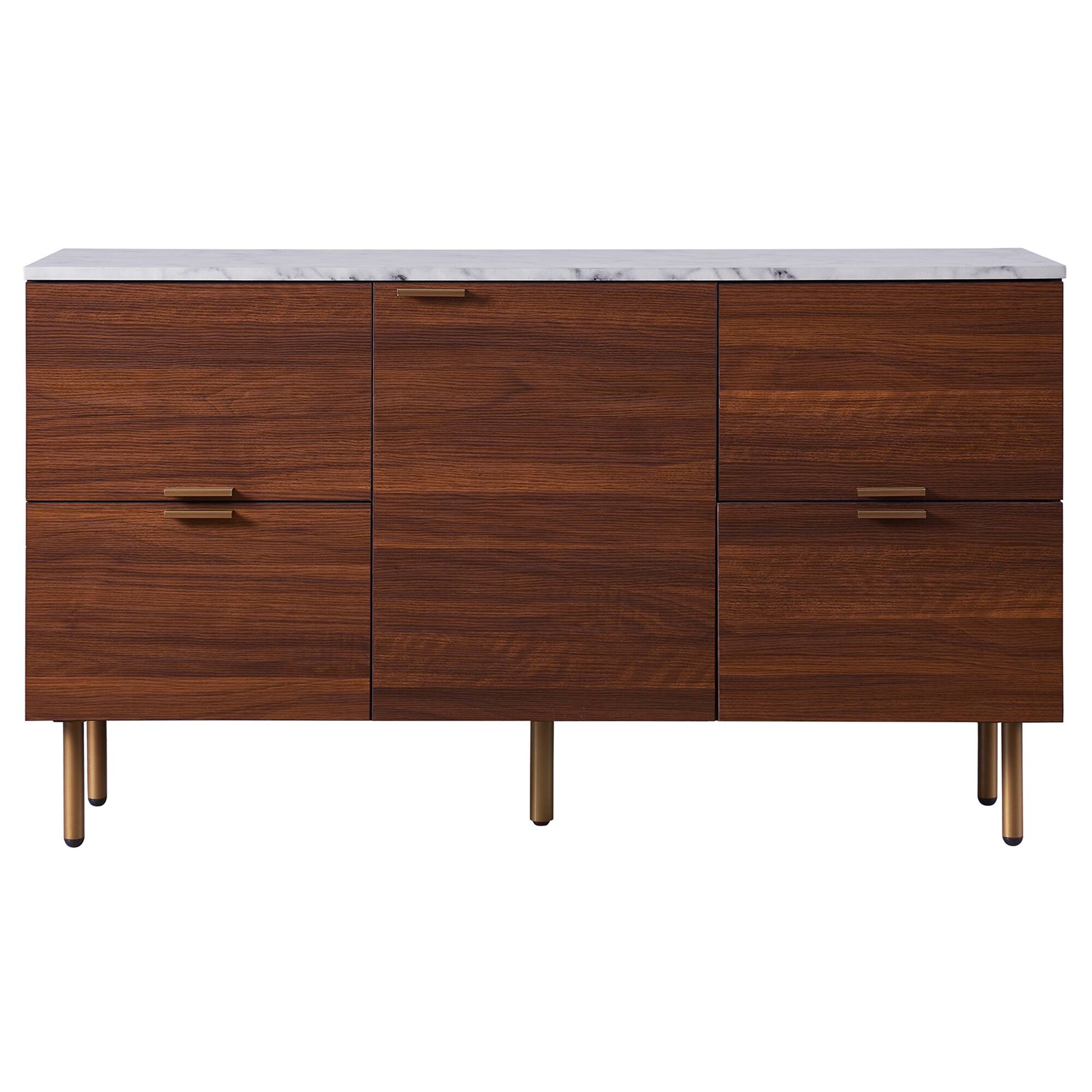 Alt View 2. Teamson Home - Ashton Sideboard Storage Cabinet with Faux Marble Top - Brown.