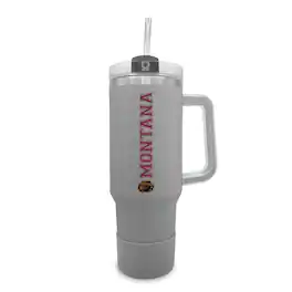 The Fanatic Group - Montana Grizzlies 40oz. Stainless Tumbler with Handle & Removable Straw - Gray