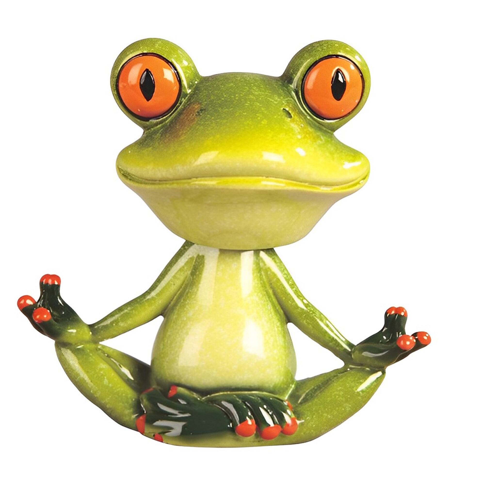Front. FC Design - FC Design 5"W Yoga Frog with bobblehead Figurine Statue Office Desk Tabletop Home Decor Gift - Multi-Color.