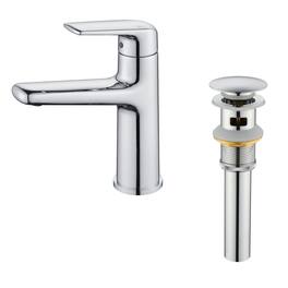 Single Handle Bathroom Faucet Solid Brass with Drain