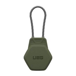 UAG - AirTag Case w/ Wire Cable for Keys, Luggague, & Bags - Hard Shell Lock AirTag Holder Protective Cover - Olive Drab