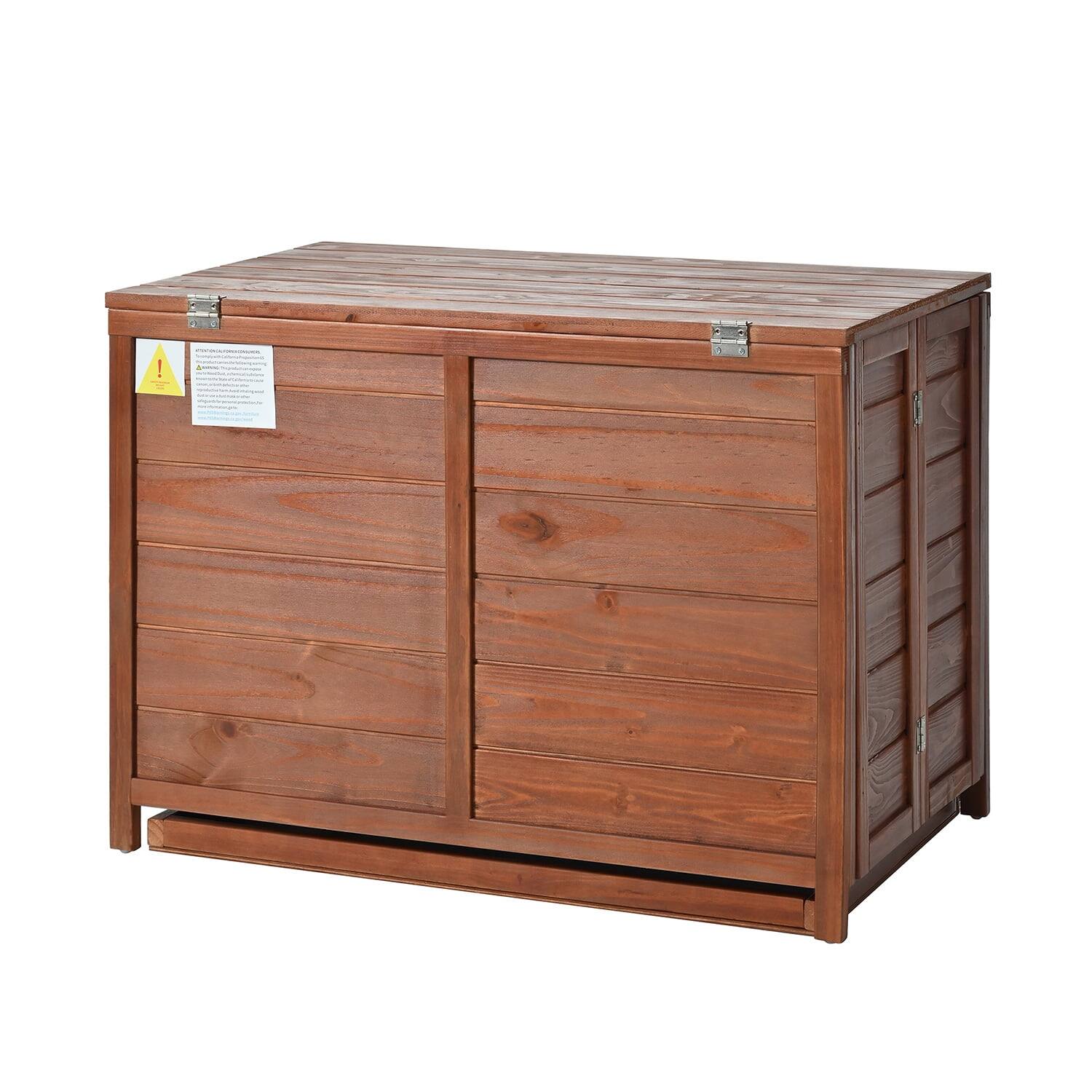 Alt View 5. Pefilos - 33" Wood Foldable Dog Crate with 360° Rotating Feeder, Removable Tray, Multi-Functional Kennel for Medium to Small Dogs.