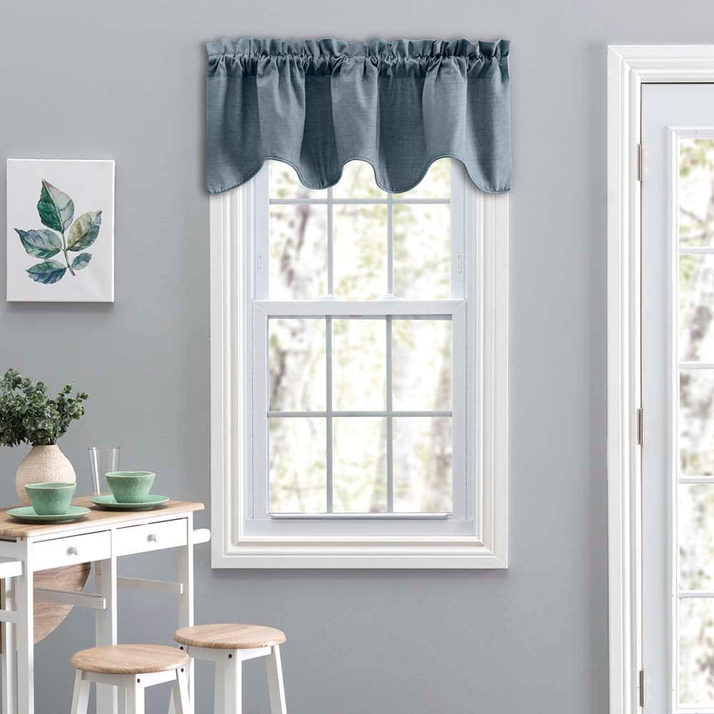 Ellis Curtain - Lisa Solid Lined Scallop Valance 58" x 15" - Dusty blue