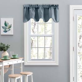 Ellis Curtain - Lisa Solid Lined Scallop Valance 58" x 15" - Dusty blue