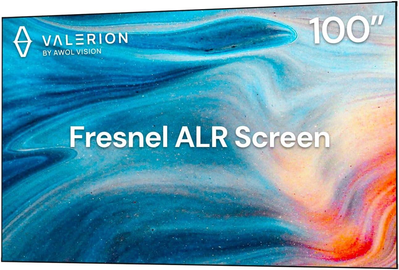 Valerion - 100" Long Throw Fresnel ALR Screen，4K/8K Ultra HD，1.8dB Gain - Black
