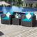 Alt View 1. Costway - 3PCS Patio Rattan Wicker Furniture Set Sofa Table W/Cushion - Turquoise.