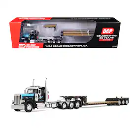 First Gear - Peterbilt 589 Day Cab and Fontaine Renegade LXT40 Trailer w/Fliptail Black w/Light Blue Hood 1/64 Model DCP/First Gear