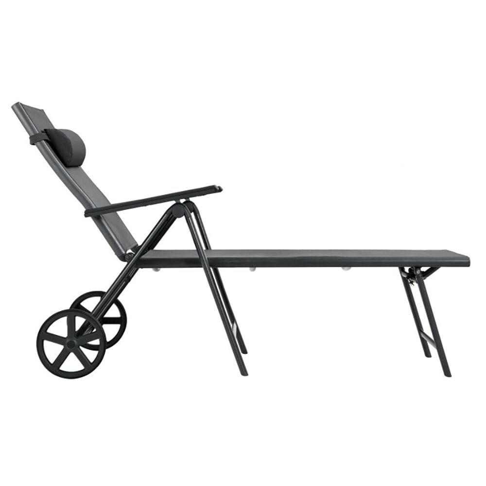 Back. Kadyn - Outdoor Chaise Lounge Chair, Patio Lounge Chair with Wheels Neck Pillow Aluminum Frame Adjustable-Gray - Gray.