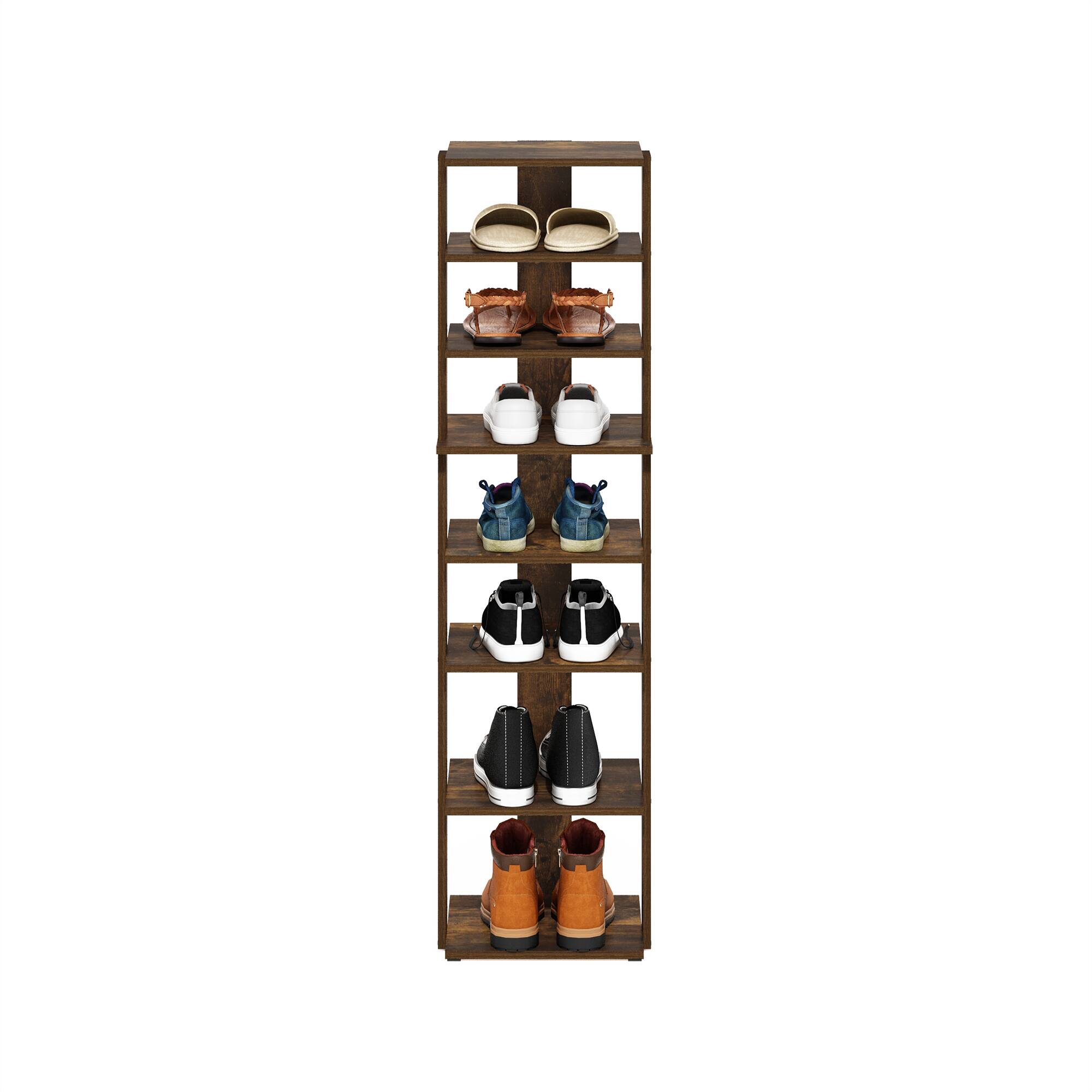 Alt View 4. Furinno - Compact 8-Tier Vertical Space Saving Free Standing Shoe Tower, Shoe Rack for Closet Entryway - Amber Pine.