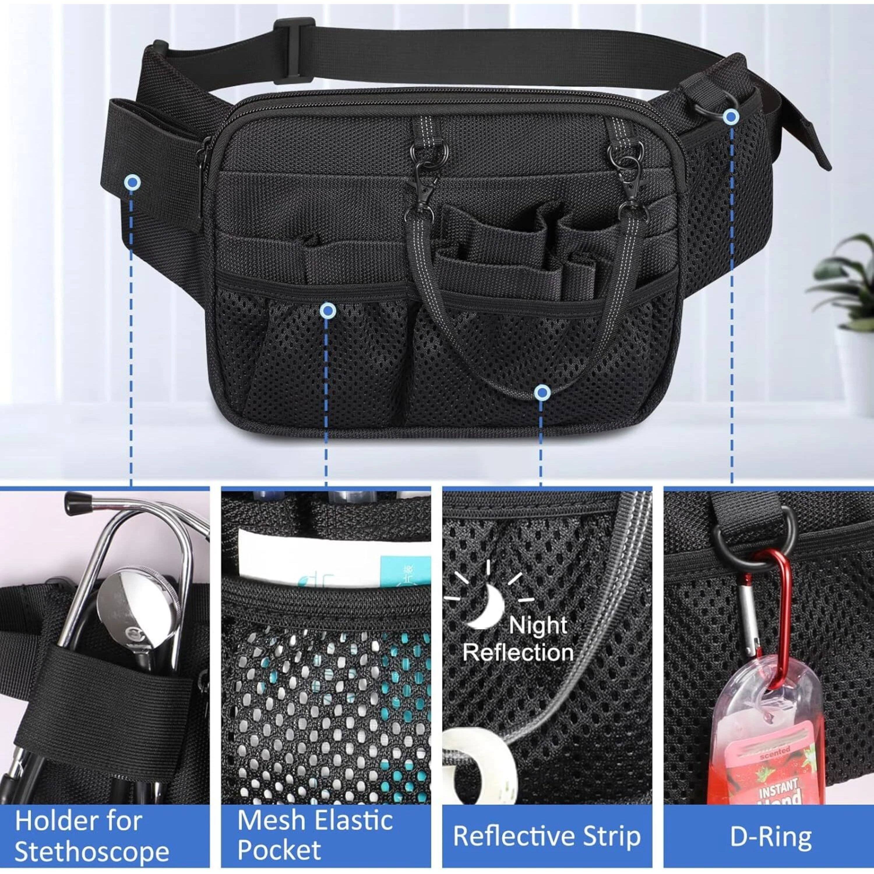 Night Reflection Holder for Mesh Elastic Stethoscope Pocket RARULE Reflective Strip and D-Ring