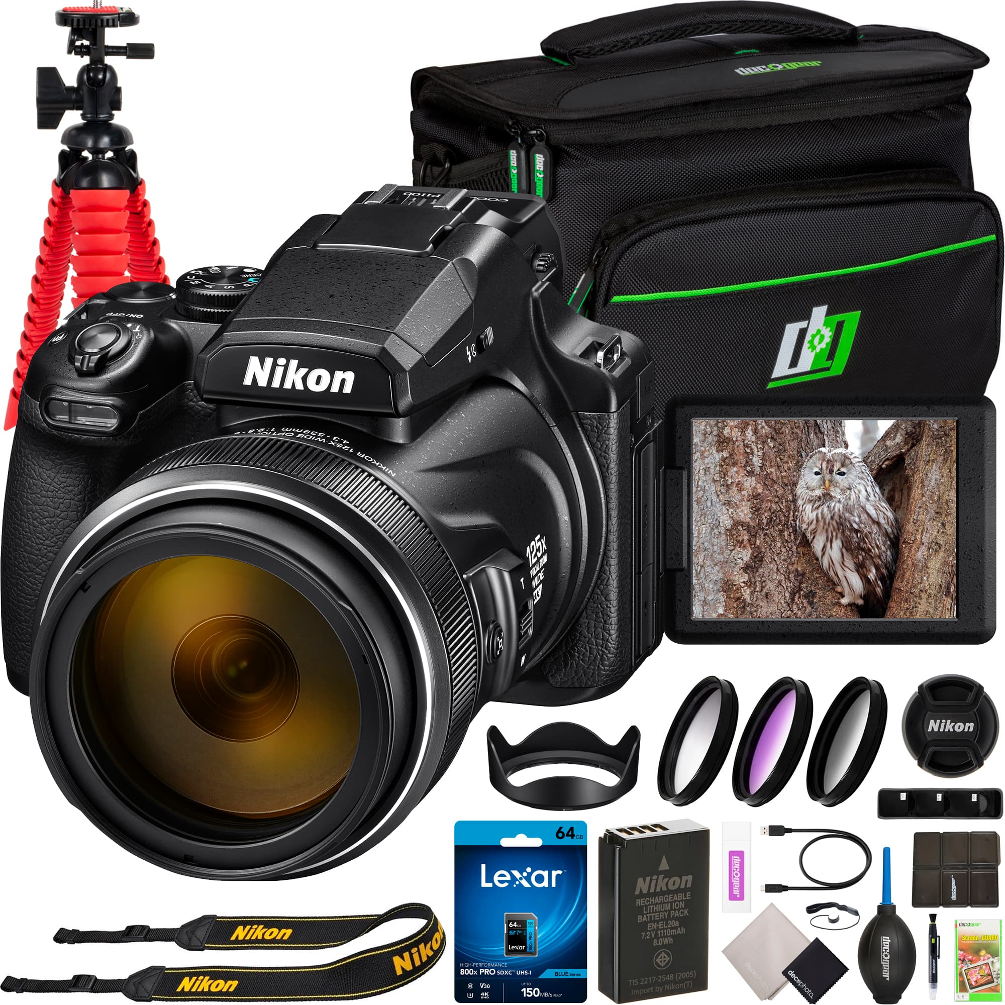 Nikon - COOLPIX P1100 Superzoom Point & Shoot Digital Camera w/ 125x & 4K UHD Bundle