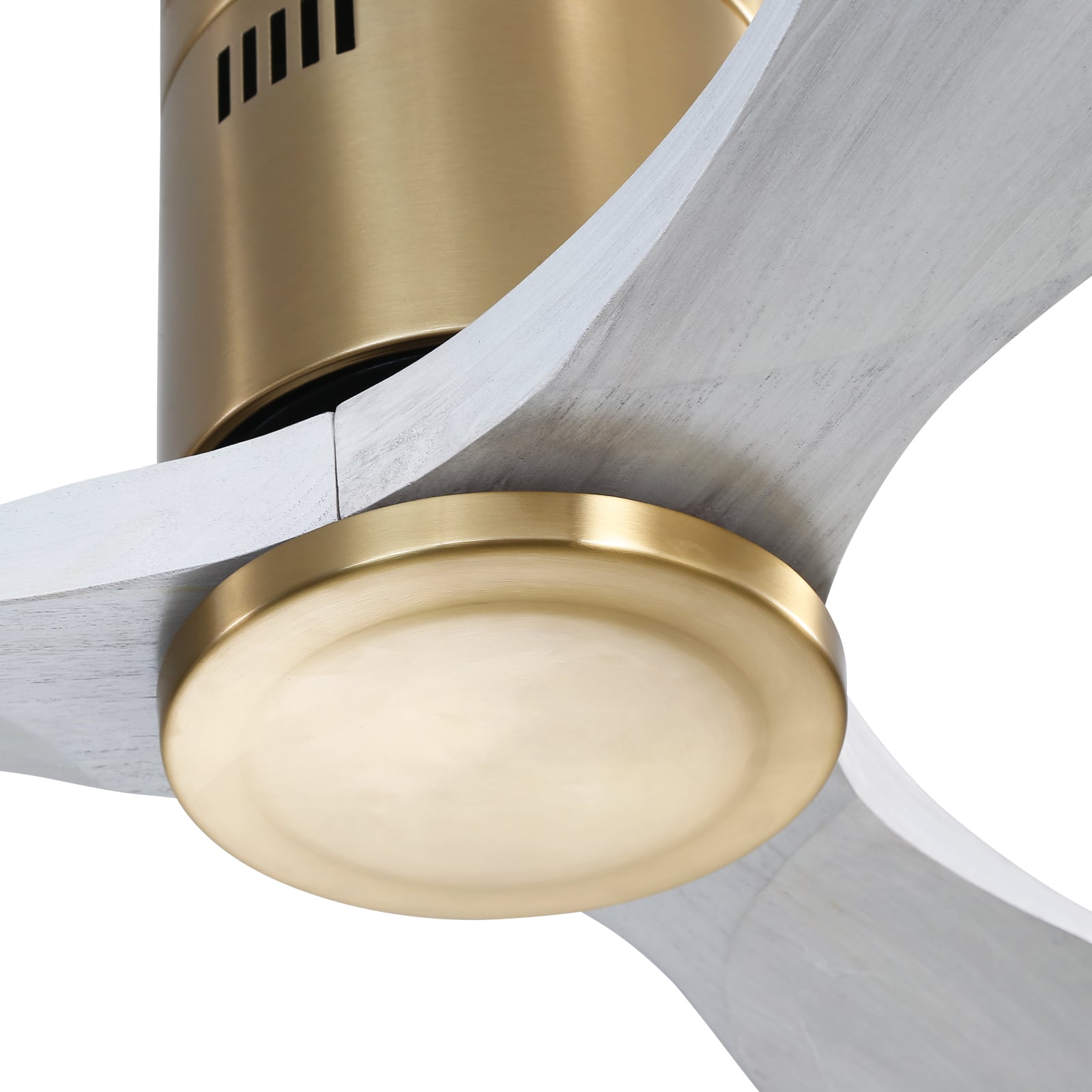 Front. Sofucor - 52 Inch Solid Wood Flush Mount Ceiling Fan With Remote Indoor/Outdoor Ceiling Fans Reversible DC Motor for Bedroom Patio - Gold.