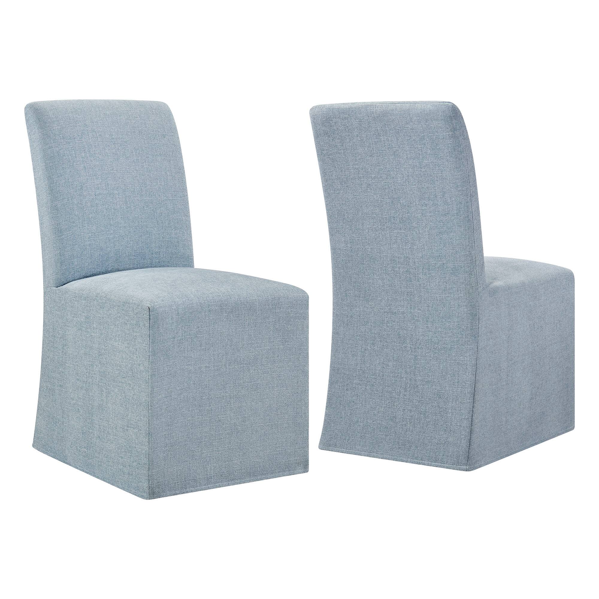Angle. Modway - Aster Slub Weave Fabric Slipcovered Dining Chairs Set of 2 by Modway - Sky.