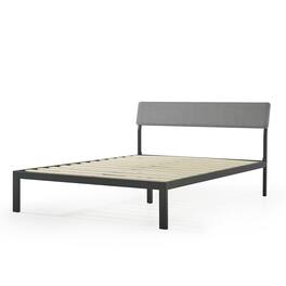 Mellow - KERA Metal and Wood Platform Bed Frame with Angled Headboard, King - Black