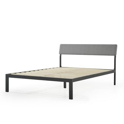 Front. Mellow - Mellow KERA Metal and Wood Platform Bed Frame with Angled Headboard, King, Black - Black.