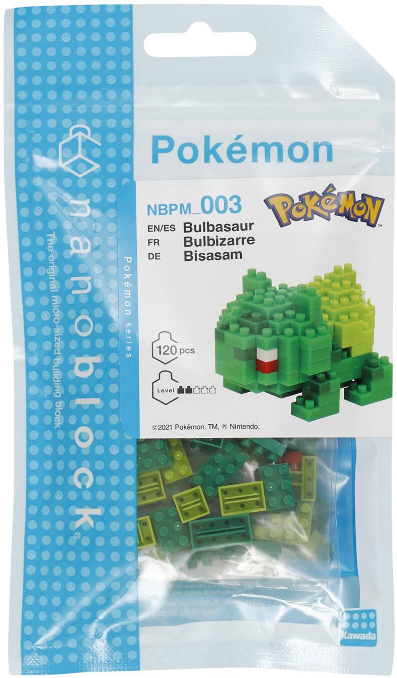 Pokémon NBP_003 Bulbasaur Pokémon EN/ES The FR Bulbizarre original na. u Pokémon DE Bisasam micro-sized O series 120 pcs building block nangblock O - 2021 Level Pokémon. TM, Nintendo. eul pave Kvelningsfand Uegnet Kawada