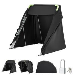 VEVOR - Motorcycle Storage Shelter with Security Lock, 600D Oxford Flip-Up Garage Tent, Heavy-Duty All-Weather Motorcycle Cover - Black