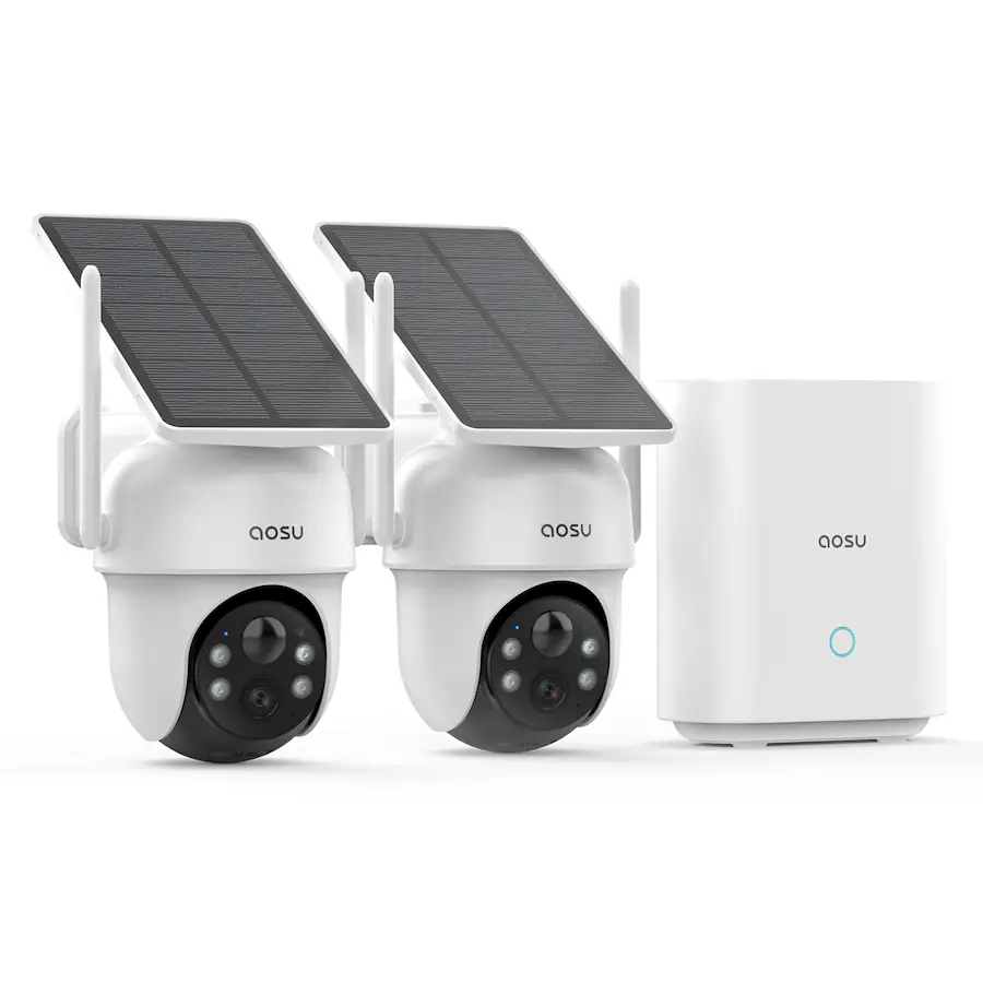 AOSU 2K QHD 3.0MP Dual Band Wi Fi Outdoor AI Solar Security Camera Kit ...
