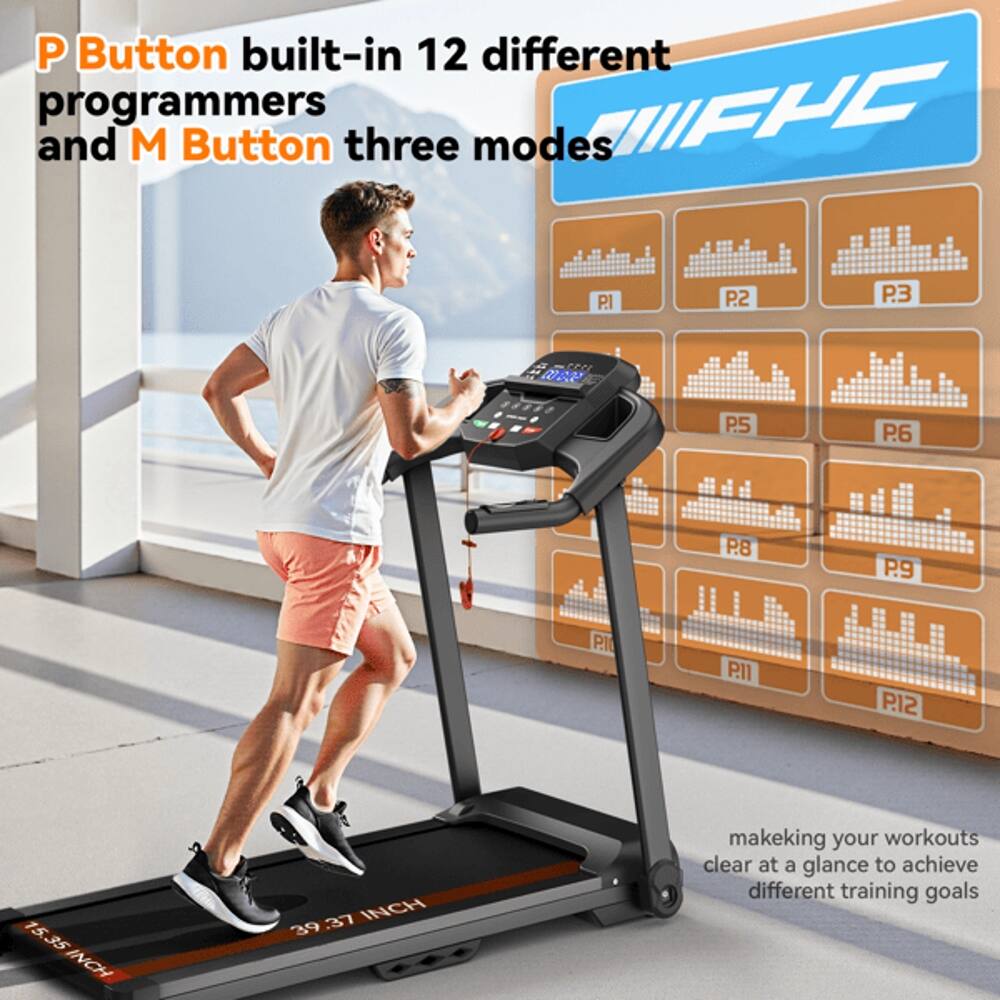 P Button built-in 12 different programmers and M Button three modes: P1, P2, P3, P5, P6, P8, P9, P10, P11, P12. 15.35 INCH, 37 INCH, 39.37 INCH. Making your workouts clear at a glance to achieve different training goals.
