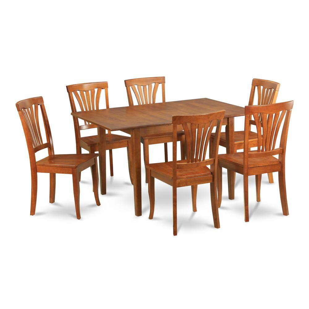 East West Furniture - 7 Pc Kitchen nook Dining set-small Dining Tables and 6 Kitchen Chairs - Saddle Brown